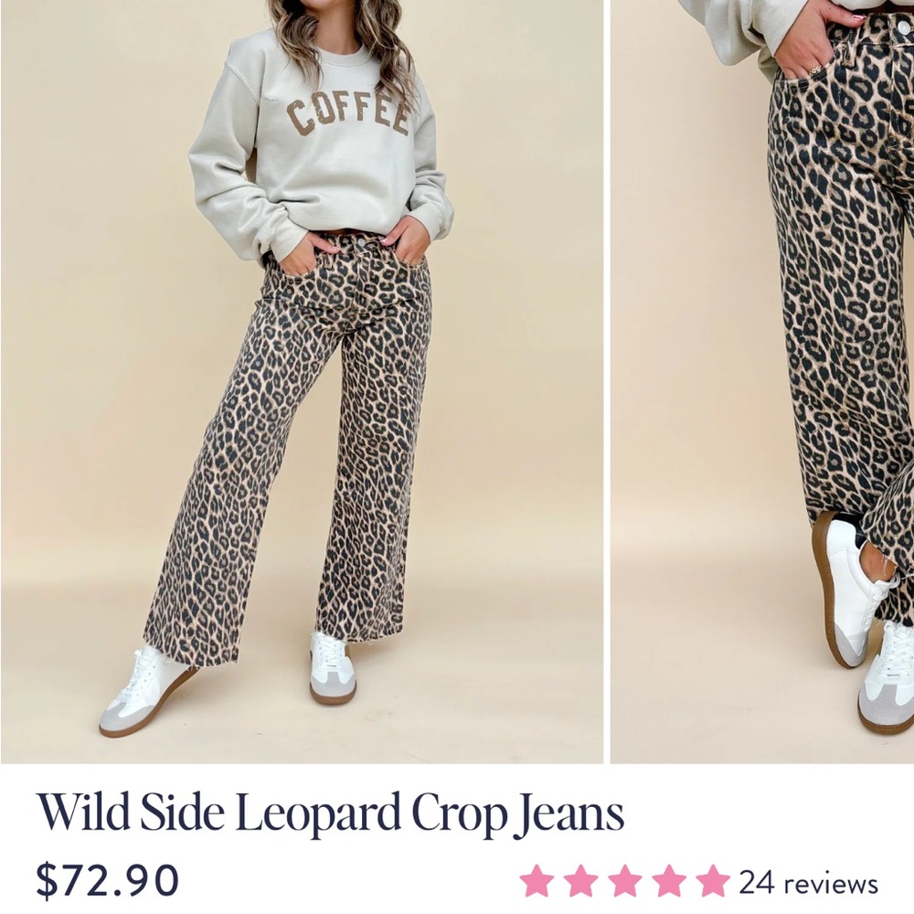 Leopard Print Wide Leg Jeans